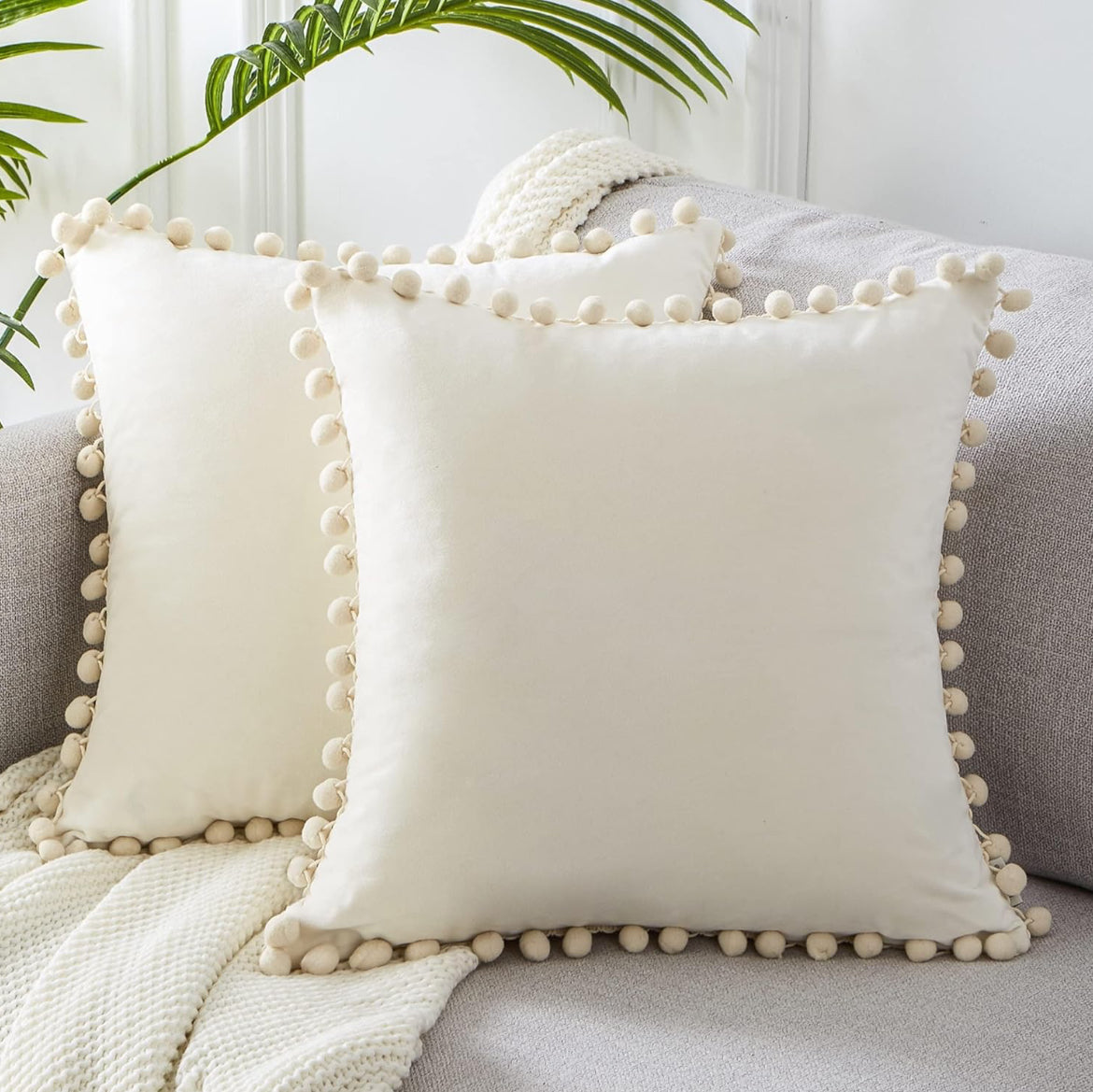 Luxury Topfinel velvet cream cushion covers set of 2