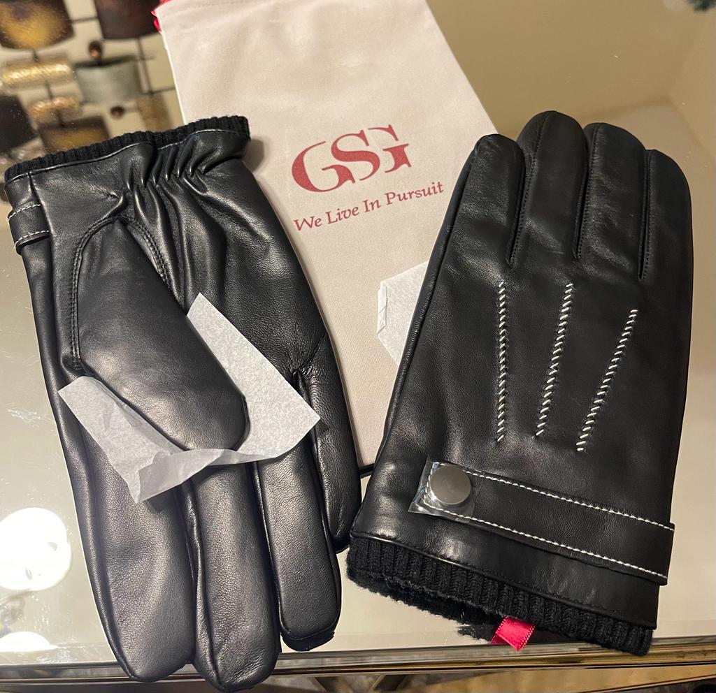 GSG Mens Genuine Leather Gloves Warm Wool/Faux Fur Lined Sheepskin Gloves Touchscreen