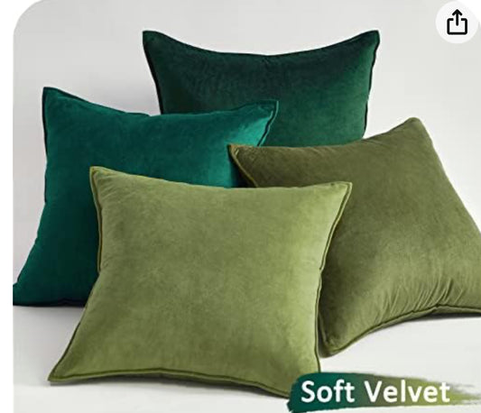 Luxury velvet green cushion covers set of 4