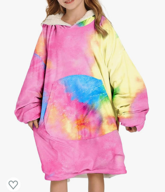 Kids blanket hoodie, One size, 7-13yrs